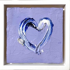 "My Lavender Heart" Light Purple Contemporary Oil Painting w Floater Frame