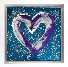 « My Let it Be Heart », peinture à l'huile pop art colorée avec cadre flottant blanc