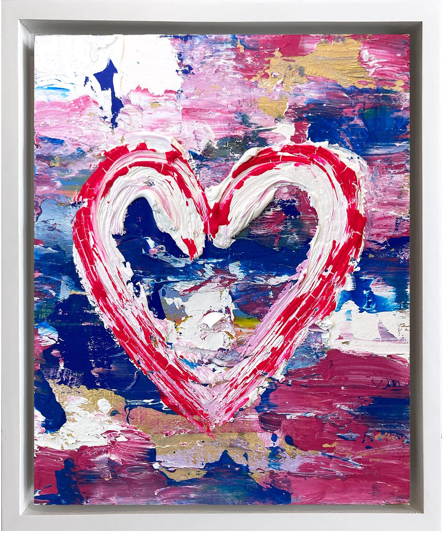 "My Let the Good Time Roll Heart" Contemporary Oil Painting with Floater Frame 