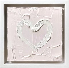 "My light light Pink Heart" Pink Contemporary Oil Painting w Floater Frame