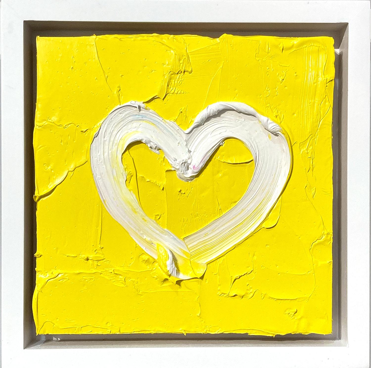 Cindy Shaoul Abstract Painting - "My Limoncello Heart" Yellow Colorful Abstract Oil Painting with Floater Frame