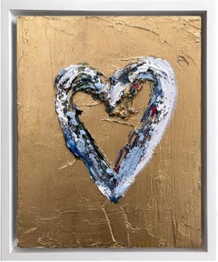 "My Louis Vuitton Heart" Contemporary Oil Painting Wood White Floater Frame