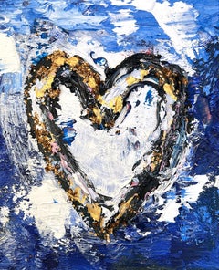 "My Timeless Heart" Pop Multicolor Oil Painting on Wood with White Floater Frame