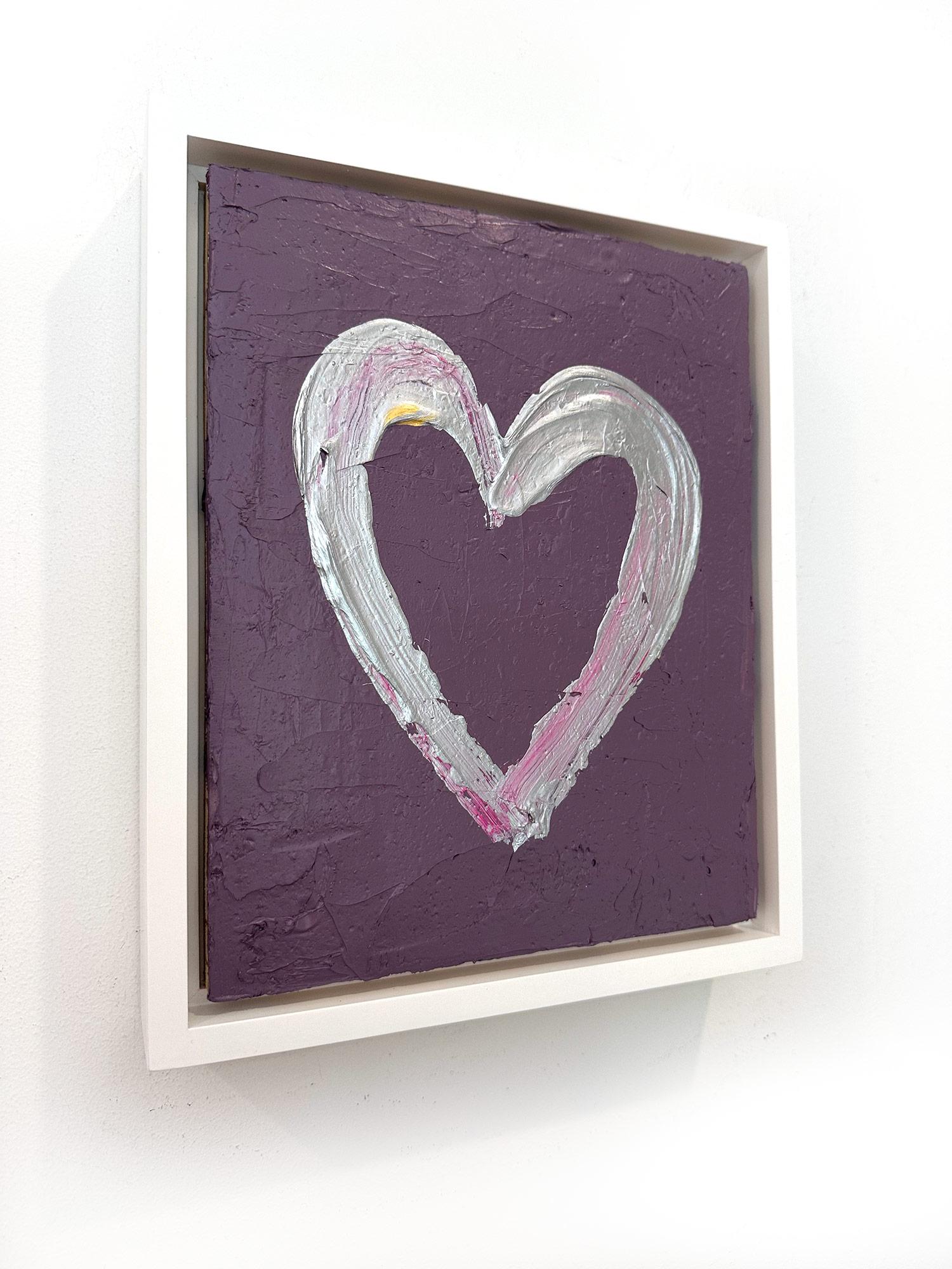 „My Love at First Sight Heart“ Buntes Pop-Art-Ölgemälde, Weißes Floater-Rahmen im Angebot 9