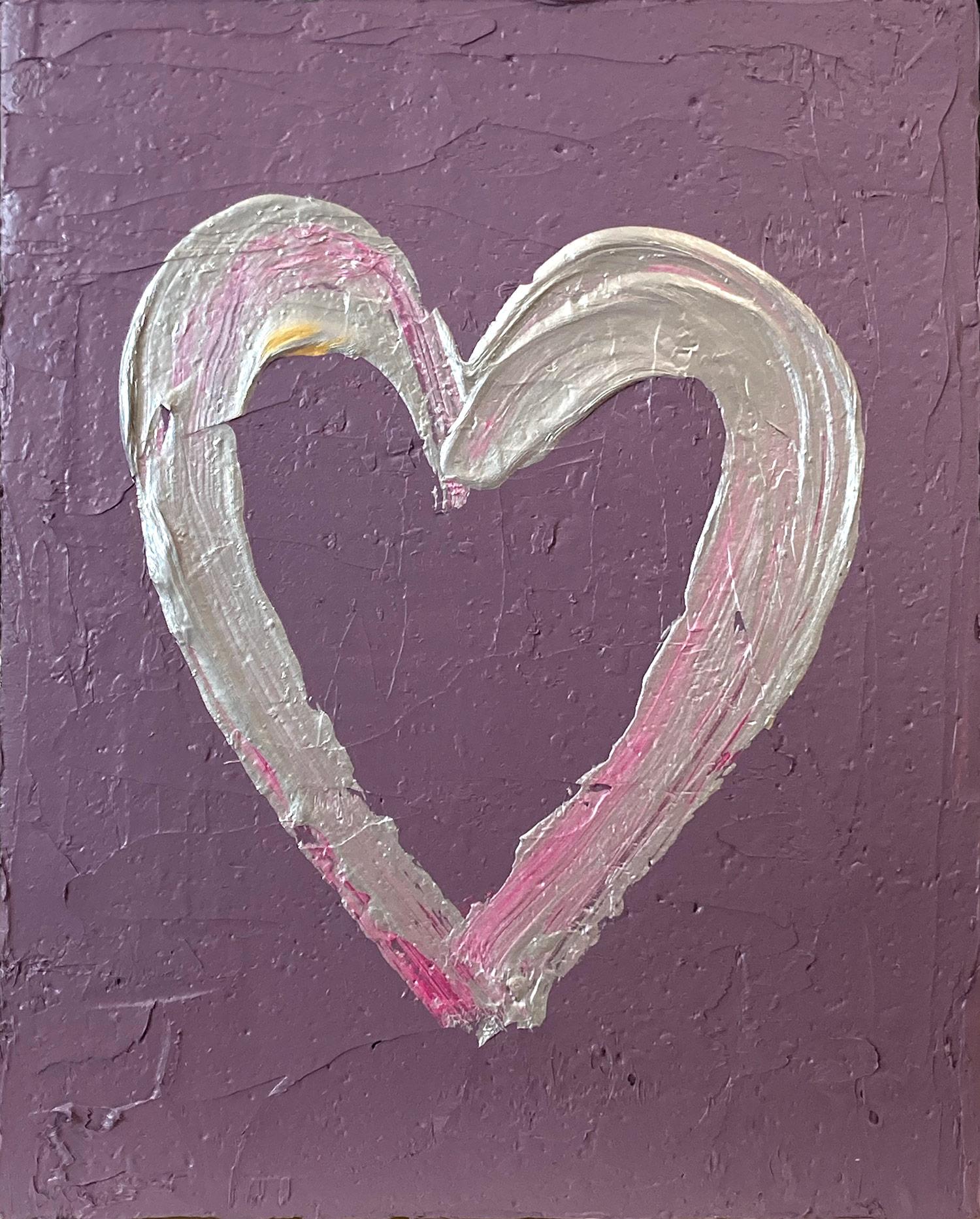 „My Love at First Sight Heart“ Buntes Pop-Art-Ölgemälde, Weißes Floater-Rahmen – Painting von Cindy Shaoul