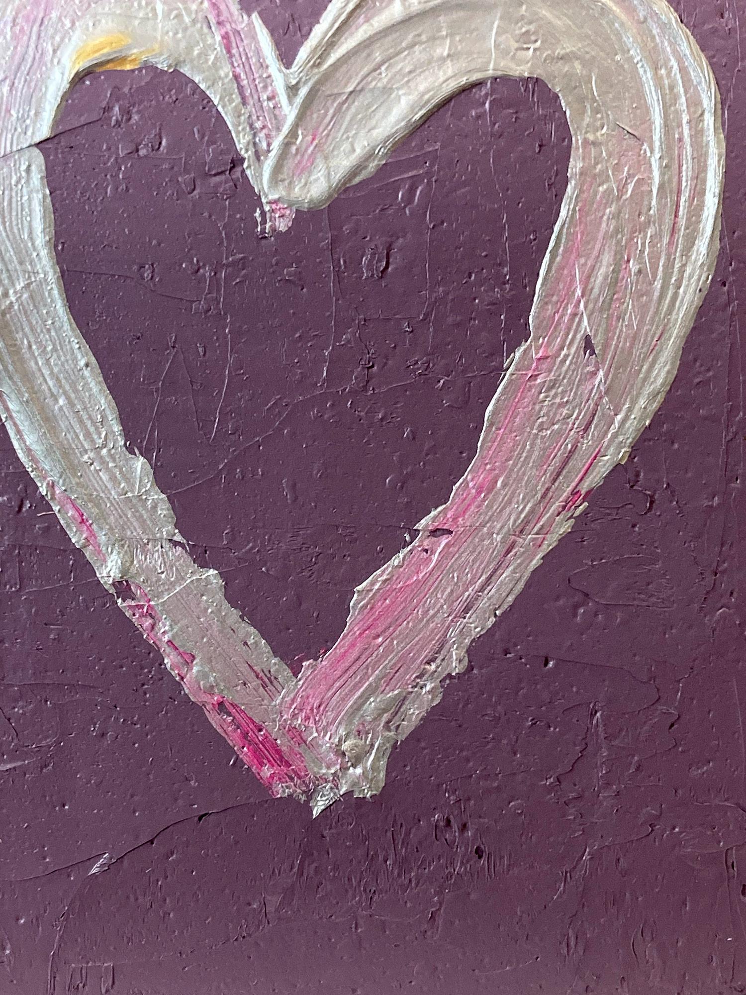 „My Love at First Sight Heart“ Buntes Pop-Art-Ölgemälde, Weißes Floater-Rahmen (Grau), Abstract Painting, von Cindy Shaoul