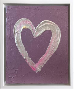 « My Love at First Sight Heart », peinture à l'huile pop art colorée, cadre flottant blanc