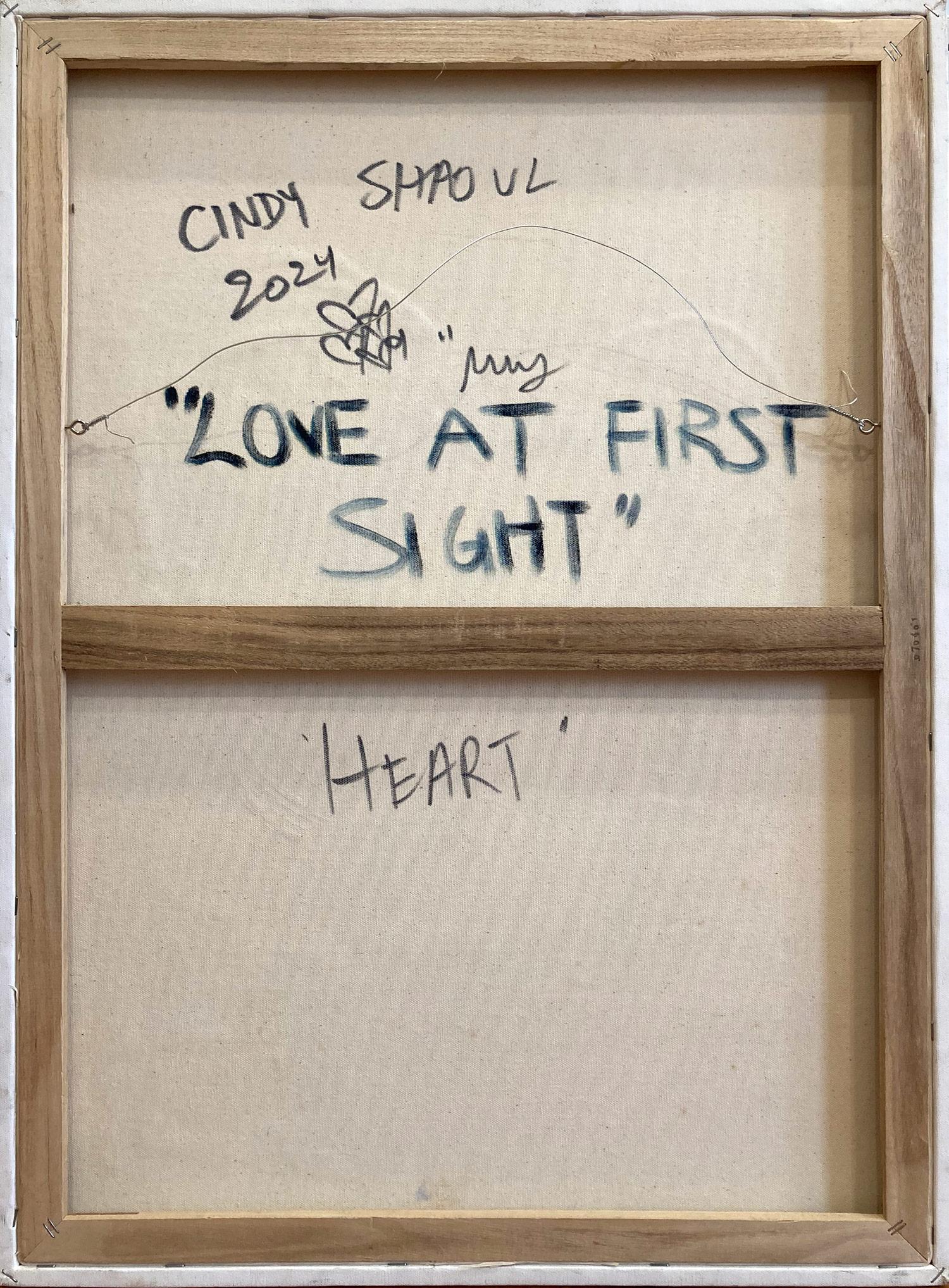 Mehrfarbiges Öl- Pop-Gemälde „My Love at First Sight Heart“ auf Leinwand mit Silber im Angebot 10