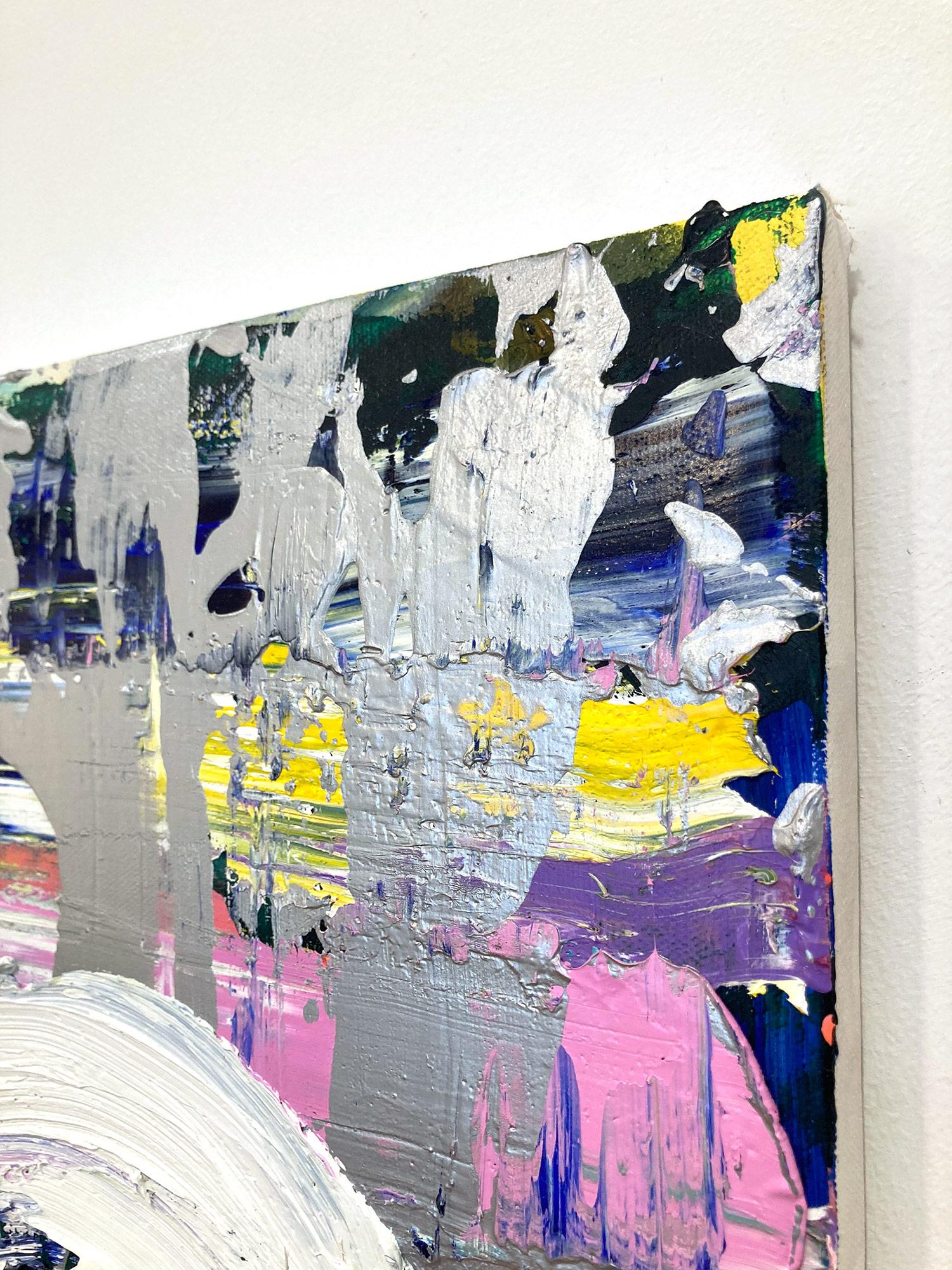 Mehrfarbiges Öl- Pop-Gemälde „My Love at First Sight Heart“ auf Leinwand mit Silber im Angebot 8