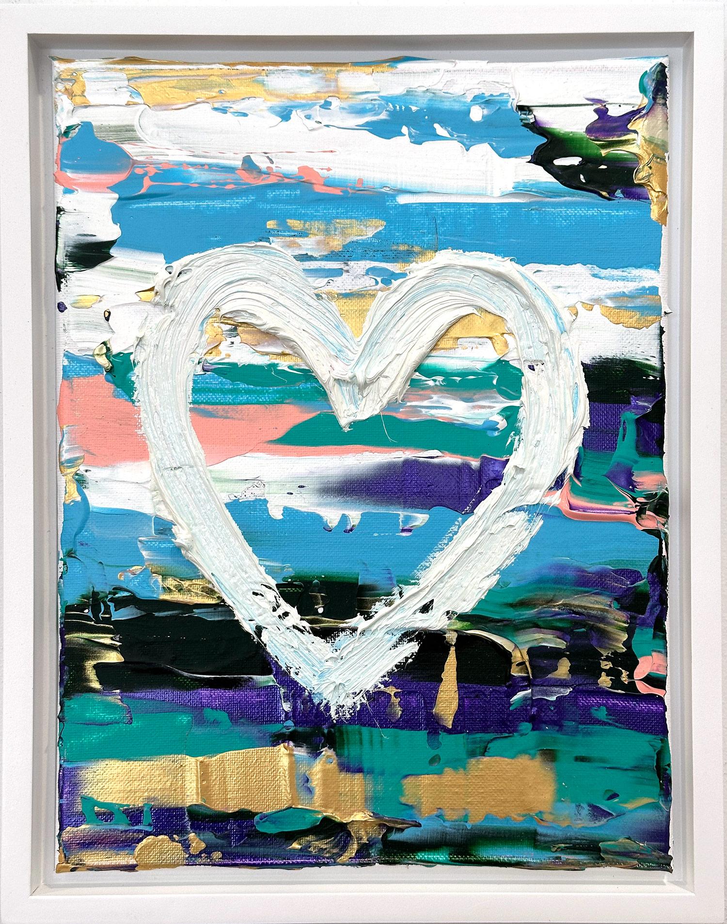 Cindy Shaoul Abstract Painting - "My Love Me Tender Heart" Multicolor Contemporary Painting & Floater Frame
