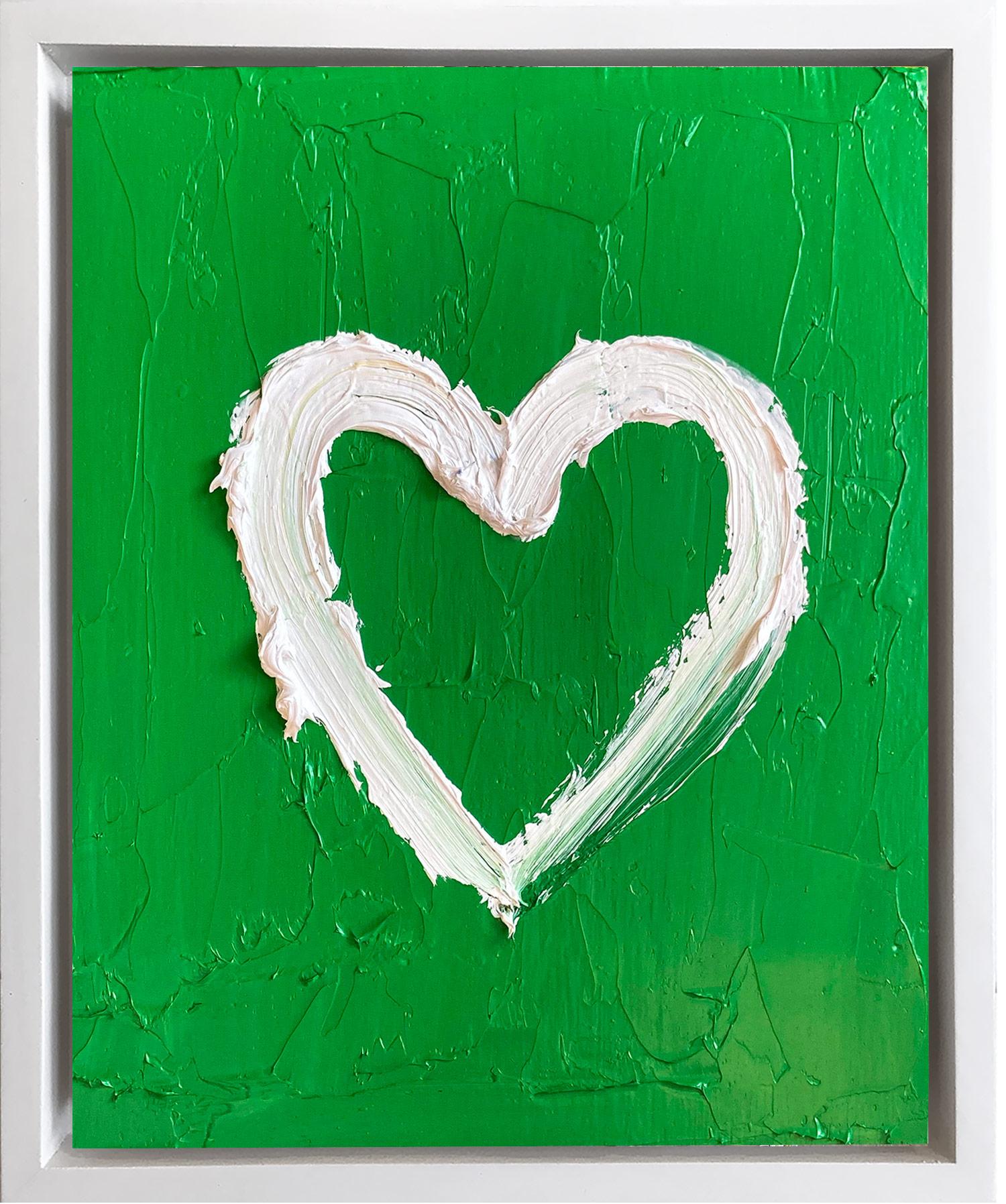 Cindy Shaoul Figurative Painting - "My Lucky Heart" Contemporary Pop Art Oil Painting with Floater Frame