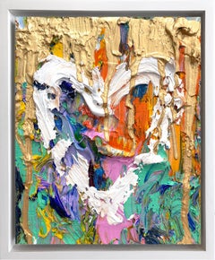 "My Dolce & Gabbana Heart" Pop Oil Painting on Wood with White Floater Frame