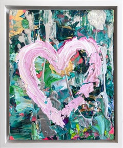 "My Magical Mystery Tour Heart" Oil Painting on Wood with White Floater Frame