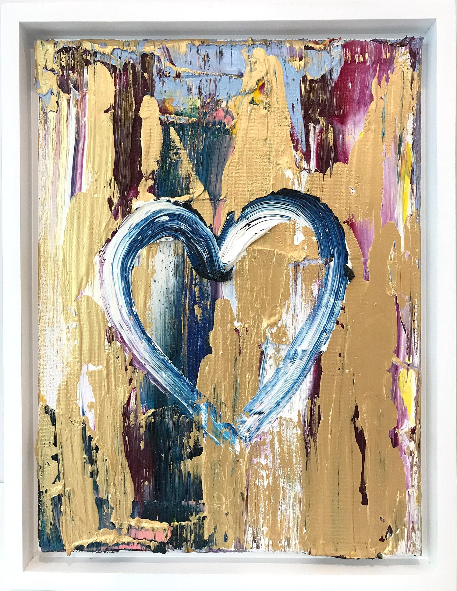 "My Magnetic Heart" Multicolor Contemporary Oil Painting & White Floater Frame