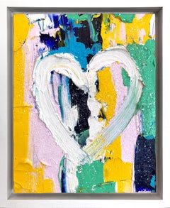 "My Manolo Blahnik Heart" Colorful Oil Painting on Wood with White Floater Frame