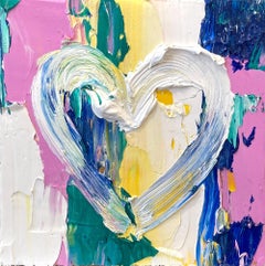 "My Manolo Blahnik Heart" Colorful Pop Art Oil Painting with White Floater Frame