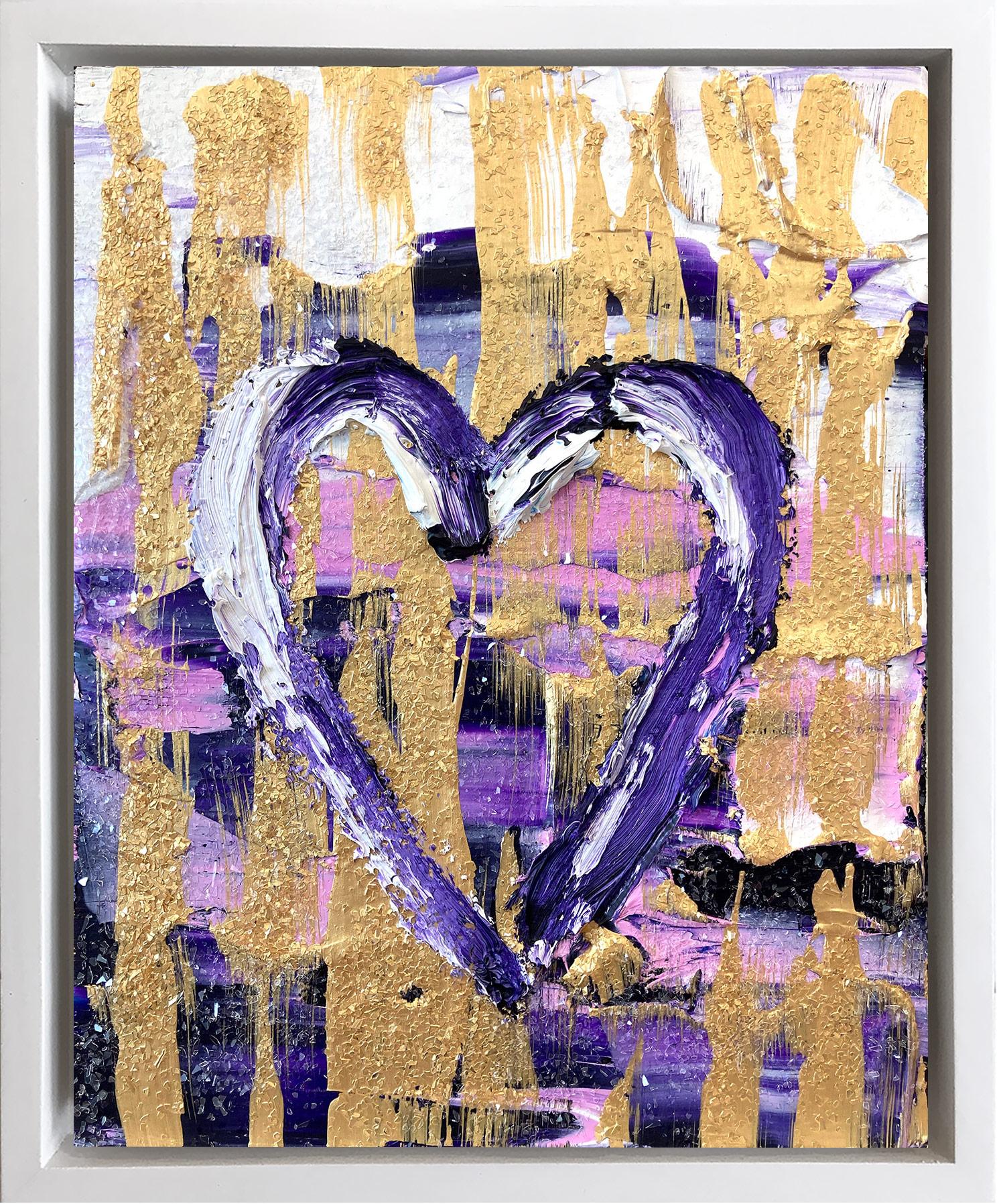 Cindy Shaoul Abstract Painting - "My Marie Antoinette Heart" Colorful Contemporary Oil Painting w Floater Frame