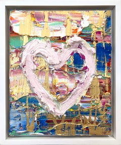 "Mon cœur de Marie-Antoinette" Peinture à l'huile contemporaine Pop Art avec cadre flottant