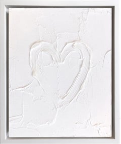 "My Marshmallow Heart" White Contemporary Pop Oil Painting w Floater Frame