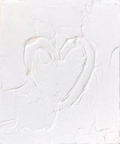 "My Marshmallow Heart" White Contemporary Pop Oil Painting w Floater Frame
