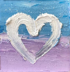 "My Meet Me In Paris Heart" Colorful Pop Art Oil Painting in White Floater Frame