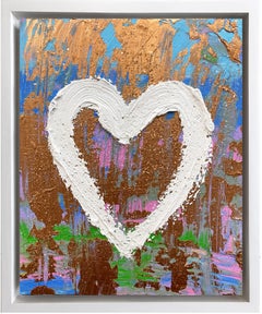 "My Miami Vice Heart " Colorful Contemporary Oil Painting with Floater Frame