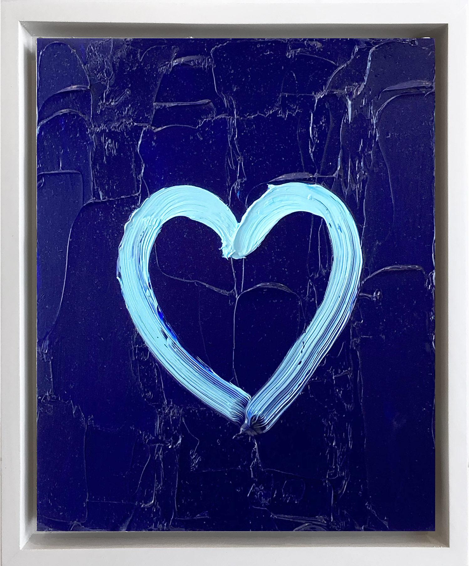 Cindy Shaoul Figurative Painting - "My Midnight Blue Heart" Contemporary Oil Painting Framed w Floater Frame