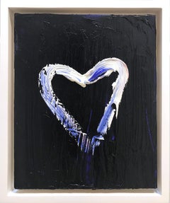 "My Midnight Purple Heart" Colorful Contemporary Oil Painting w Floater Frame