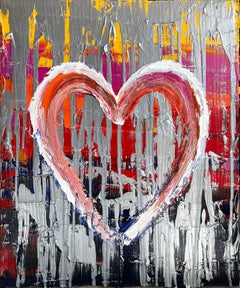 "My Midnight Swim Heart" Contemporary Multicolored Pop Oil Canvas Painting 