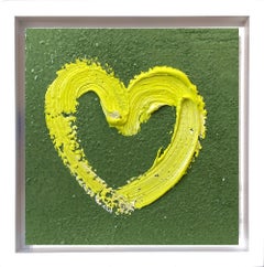 Cindy Shaoul - "My Mint Chip Heart" Green Pop Art Oil Painting w Diamond Dust in White Frame "My Mint Chip Heart" Green Pop Art Oil Painting w Diamond Dust in White Frame