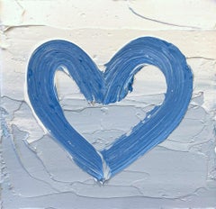 "My Nothing But Blue Skies Heart" Pop Art Oil Painting with White Floater Frame