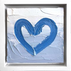 "My Nothing But Blue Skies Heart" Pop Art Oil Painting with White Floater Frame