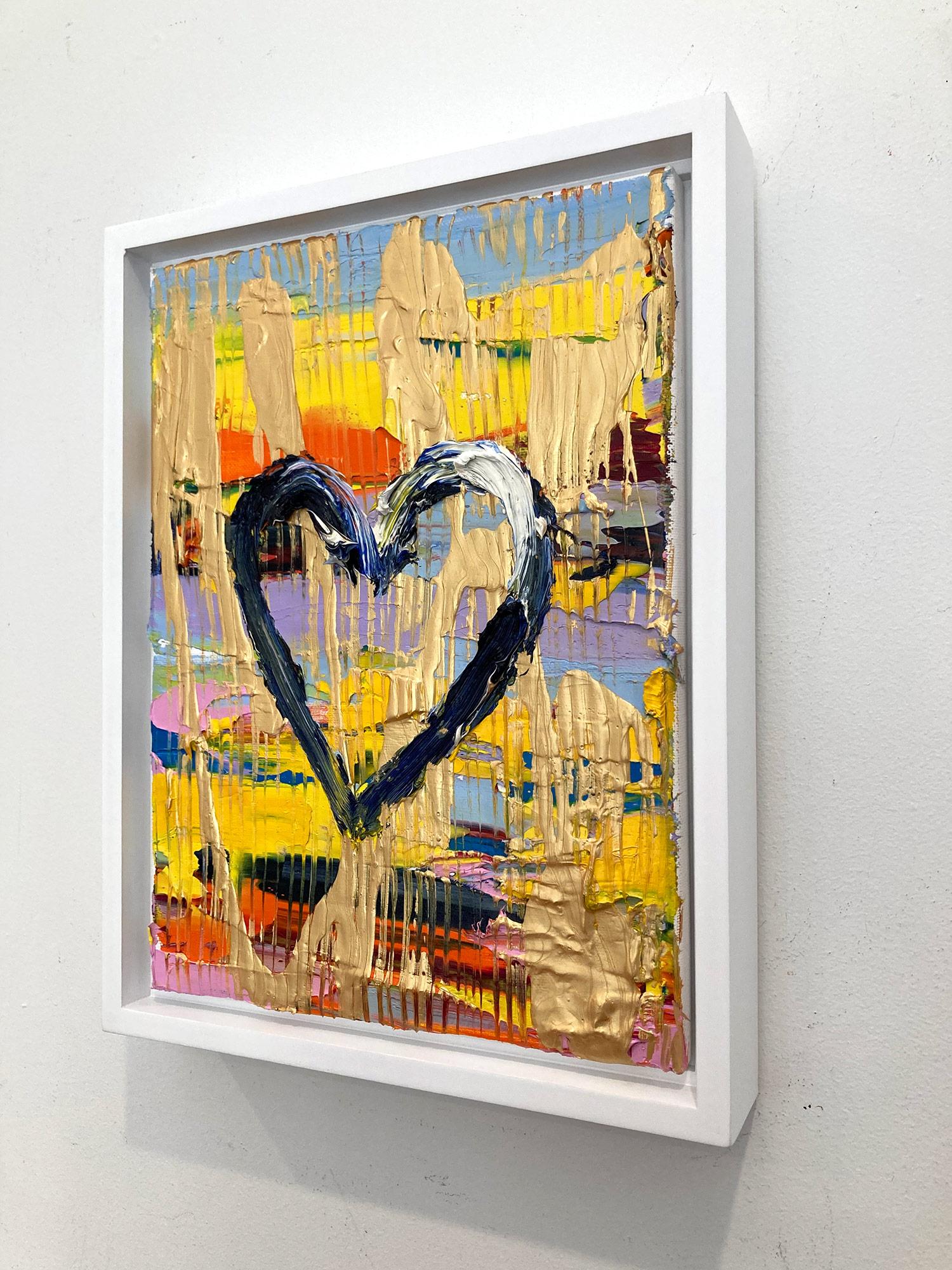 Mehrfarbiges zeitgenössisches Ölgemälde und Floater-Rahmen „My Old School Heart“ aus Gold im Angebot 9