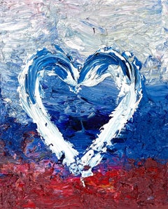 "My Sunset Heart" Contemporary Pop Art Oil Painting with Floater Frame