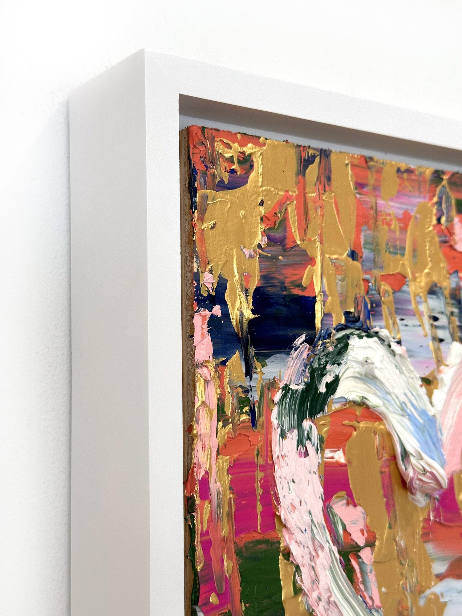 Peinture à l'huile Pop Art multicolore « My Oscar de la Renta Heart » avec cadre flottant blanc en vente 4