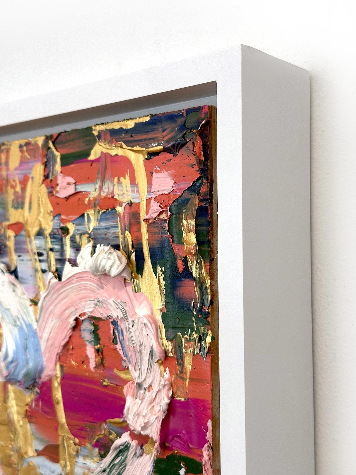 Peinture à l'huile Pop Art multicolore « My Oscar de la Renta Heart » avec cadre flottant blanc en vente 5