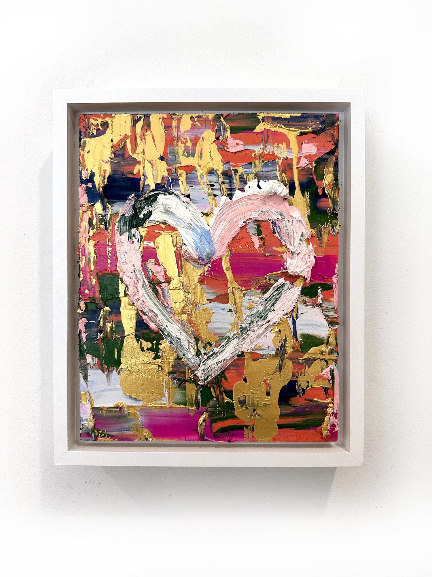Peinture à l'huile Pop Art multicolore « My Oscar de la Renta Heart » avec cadre flottant blanc en vente 8