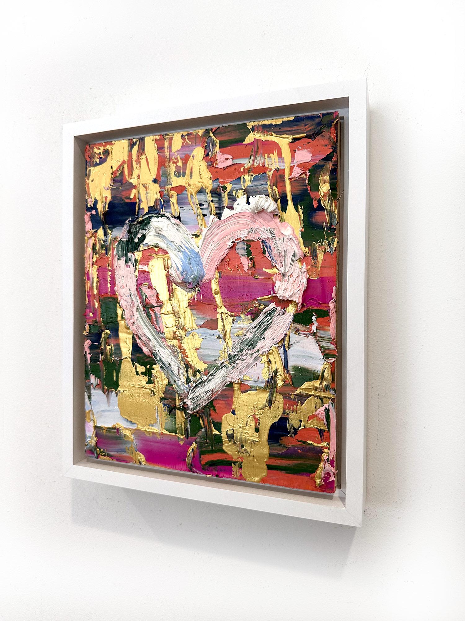 Peinture à l'huile Pop Art multicolore « My Oscar de la Renta Heart » avec cadre flottant blanc en vente 9