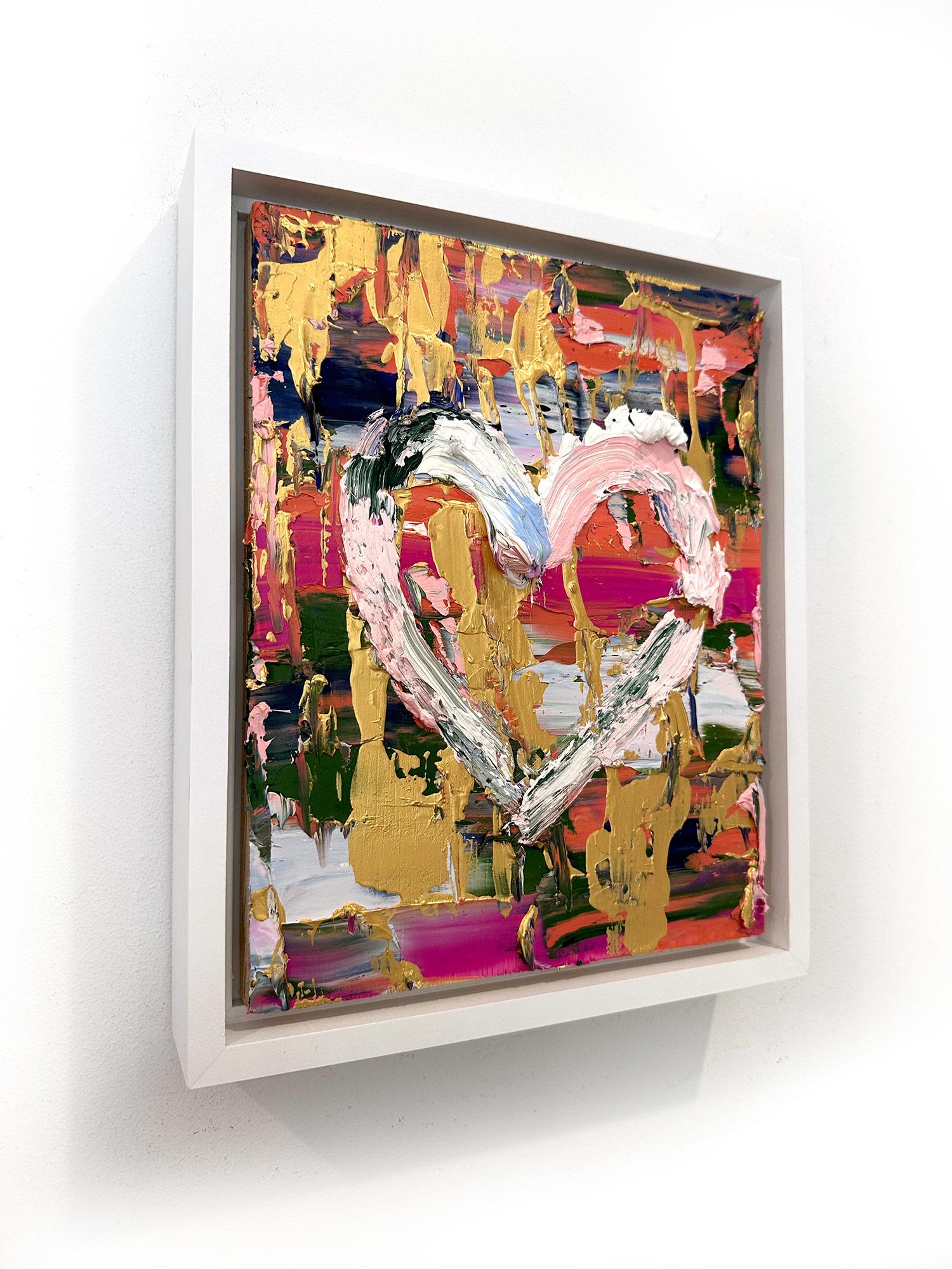 Peinture à l'huile Pop Art multicolore « My Oscar de la Renta Heart » avec cadre flottant blanc en vente 10