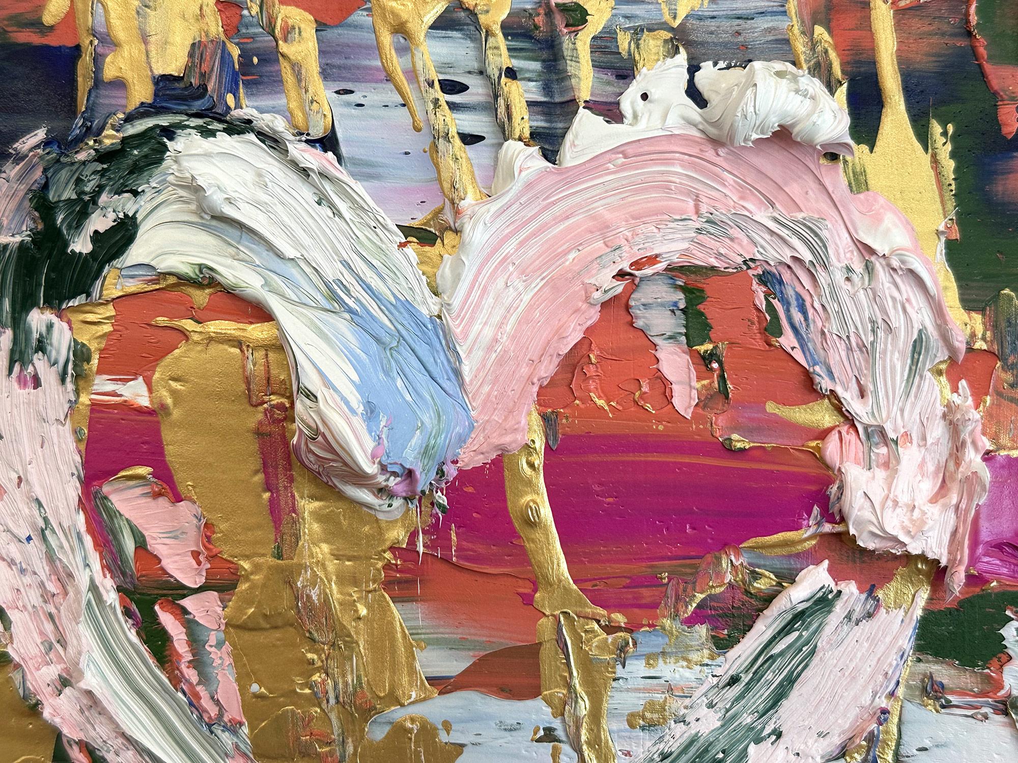 Peinture à l'huile Pop Art multicolore « My Oscar de la Renta Heart » avec cadre flottant blanc en vente 2