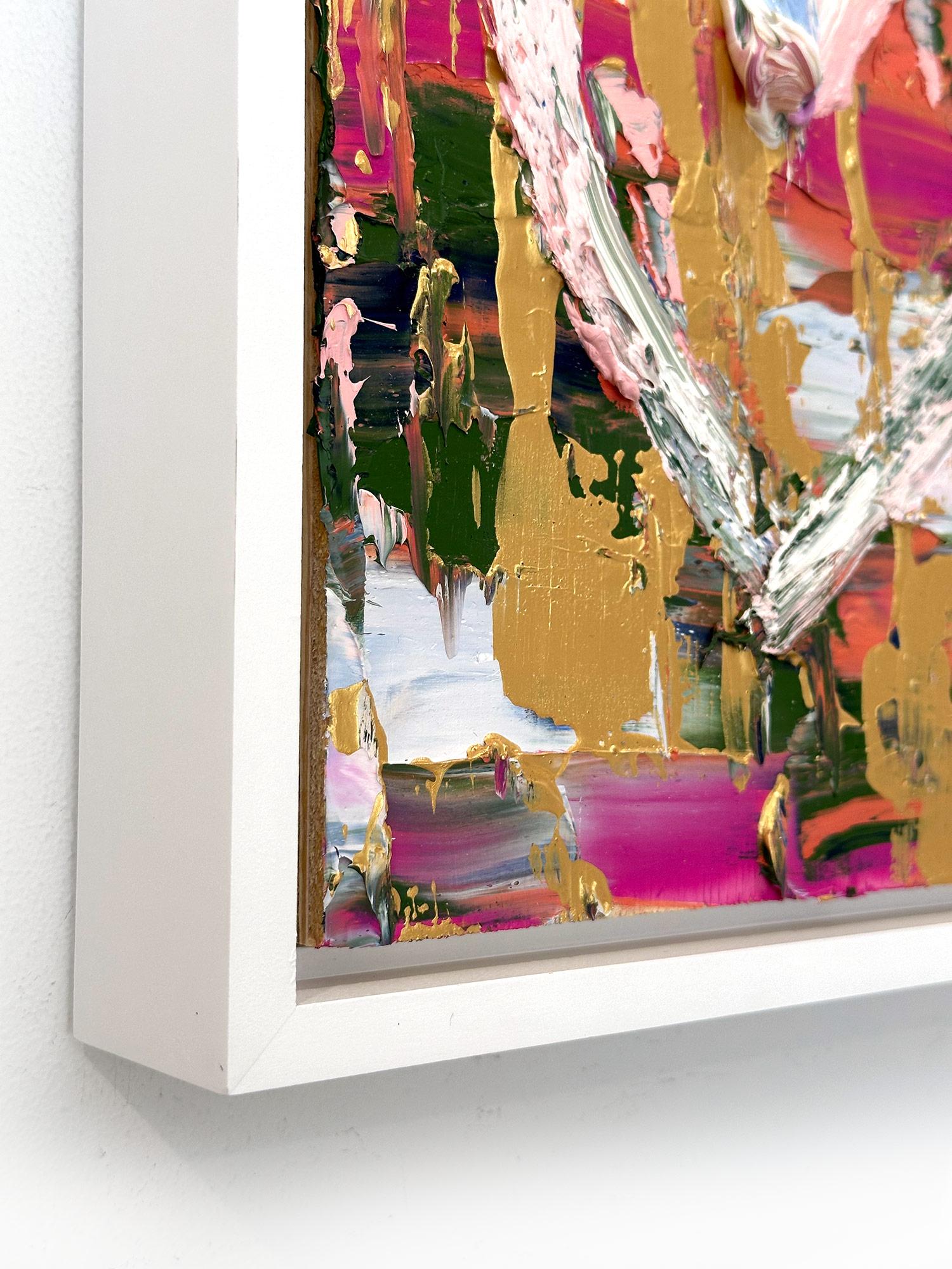 Peinture à l'huile Pop Art multicolore « My Oscar de la Renta Heart » avec cadre flottant blanc en vente 3