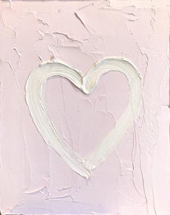 "My Peaceful Heart" Light Pink Contemporary Oil Painting w Floater Frame