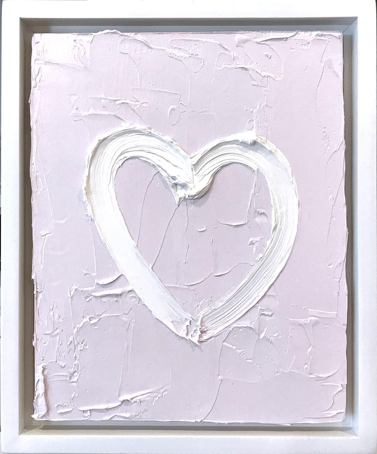 Cindy Shaoul Figurative Painting - "My Peaceful Heart" Light Lavender Contemporary Oil Painting w Floater Frame