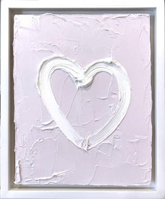 "My Peaceful Heart" Light Lavender Contemporary Oil Painting w Floater Frame