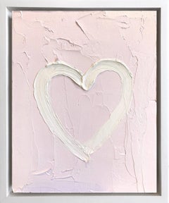"My Peaceful Heart" Light Pink Contemporary Oil Painting w Floater Frame