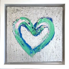 « My Penny Lane Heart », peinture à l'huile pop art colorée avec cadre flottant blanc