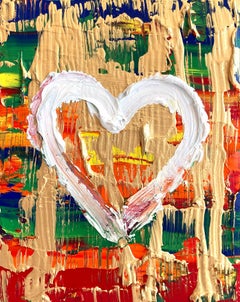 "My Penny Lane Heart" Multicolor Contemporary Pop Art Oil Painting Floater Frame