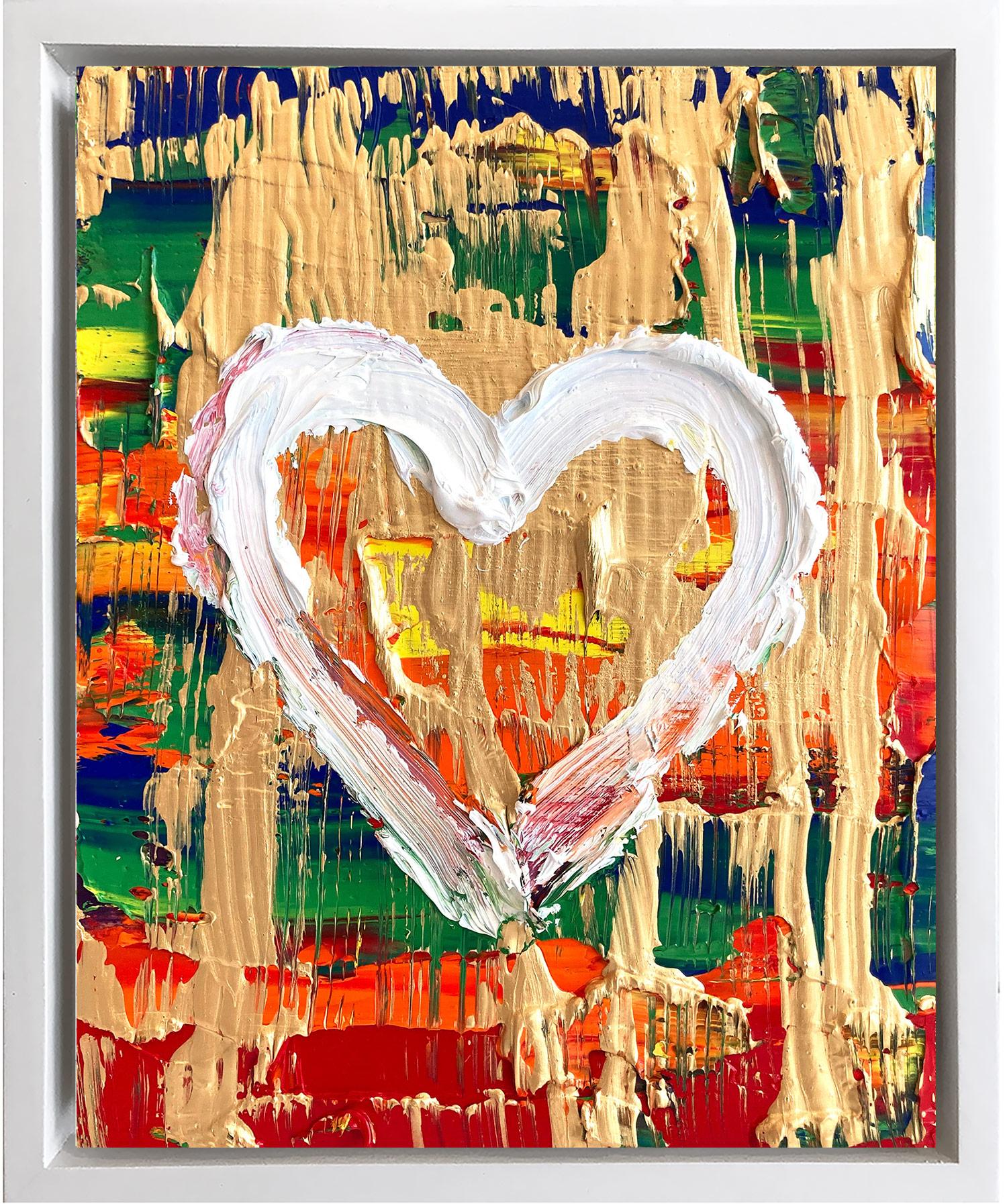 Cindy Shaoul Abstract Painting - "My Penny Lane Heart" Multicolor Contemporary Pop Art Oil Painting Floater Frame