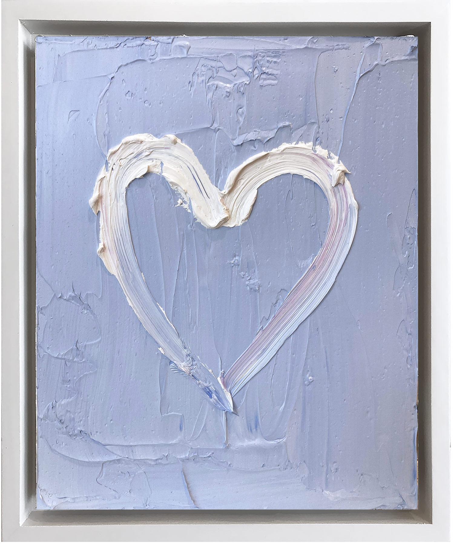 "My Periwinkle Blue Heart" Contemporary Oil Painting with Floater Frame 