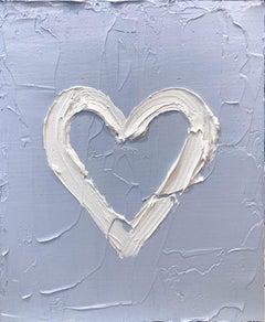 "My Periwinkle Blue Heart" Contemporary Pop Oil Painting w Floater Frame